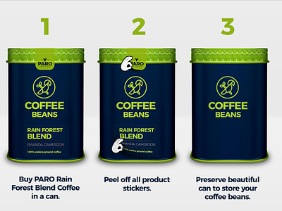 RainForest Coffee repurpose can branding coffee coffee bean coffeeshop design packaging packaging design packagingdesign practical repurpose