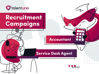 Recruitment Campaign accountant animals campaign campaign design cute cute illustration design drawing narwhal playful recruitment service desk squirrel work