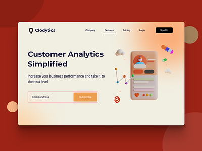 Cloudytics - Customer Analytics Simplified 3d art analytics app branding cloud computing design flat gradient illustraion logo minimal typography ui ux web