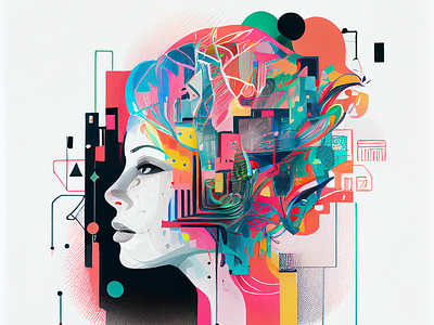 Overthinker 2d abstract advertising ai blue branding cloud design graphic design illustration technology vector