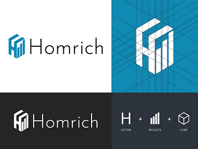 Homrich - Logo Design blue branding creative cube design finance h icon logo monogram profit rich