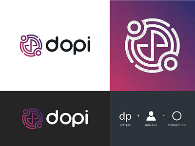 Dopi - Logo Design branding connection creative design icon logo marketing monogram people pink purple