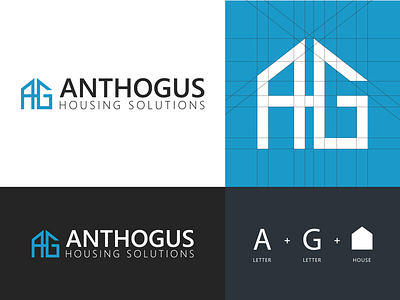 Anthogus Housing Solutions - Logo Design brand brand logo branding creative creative logo design house identity identity design letter logo design modern real estate