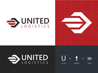 United Logistics - Logo Design abstract logo arrow branding clean creative logo identity identity design letter logo letter mark logistics logo logo design modern monogram speed u unique united