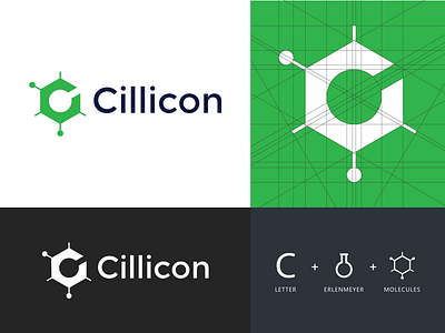 Cillicon - Logo Design adobe illustrator adobe photoshop branding c chemistry cillicon creative design erlenmeyer green icon molecules monogram science
