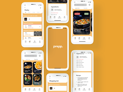 Prepp - Grocery & Pantry Tracking App food foodie grocery grocery list grocery store minimalist optimization pantry tracking ui ui design ux
