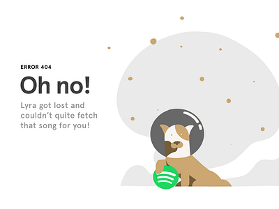 Lyra - Error Page 404 artwork astronaut design art designer dog error page error pages flat design graphics ui ux