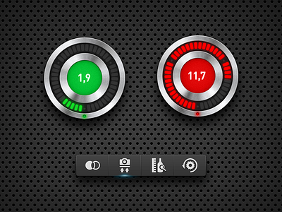 Interface elements for a monitoring system chrome dashboard glow icons interface measure metal monitoring system ui visual windows