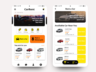 CarRent app branding flat illustration logo startup ui ux vector web