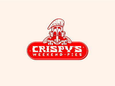 Crispy's Weekend Pies brand cartoon design illustration illustrator logo pizza red