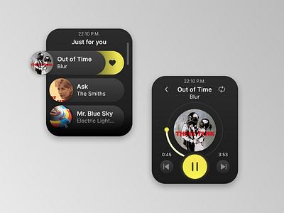 DailyUI 9 - Music Player - Service Design Club app design daily ui figma music player smartwatch ui