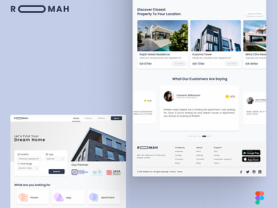 Roomah: Landing Page Real Estate real estate ui ui design ui exploration uiconcept uidesign