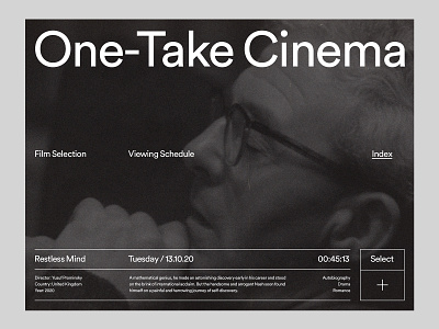 One-Take Cinema — Web art direction design grid layout minimal studio typography ux web website
