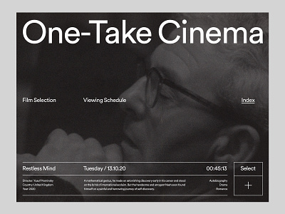 One-Take Cinema — Web art direction design grid layout minimal studio typography ux web website