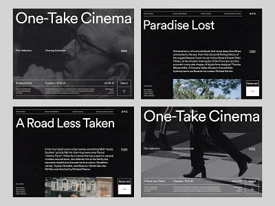 One-Take Cinema — Layouts art direction grid layout minimal photography studio typography ux web website