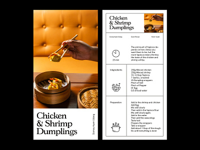 Dumplings Recipe — Layout art direction design grid layout minimal photography typography