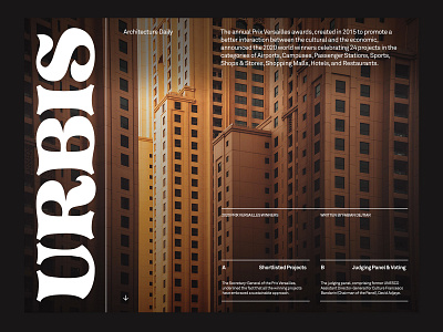 Architecture Awards — Layout art direction layout typography ui ux web website