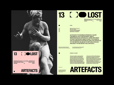 Lost Artefacts art direction design grid layout minimal typography ux web