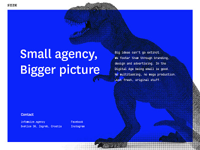 Size Agency agency blue layout minimal multiply typography ui ux web