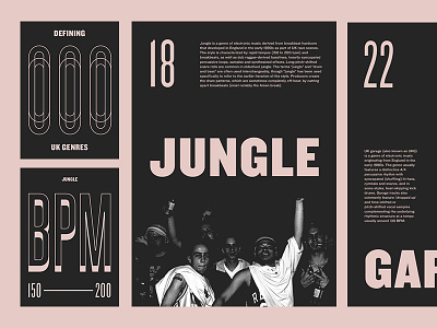 UK Music Genres — Layouts book illustration. blackwhite layout minimal modern music pink typography