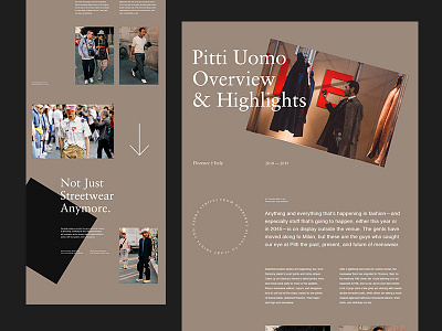 Pitti Uomo — Article agency art direction editorial fashion grid layout minimal studio typography