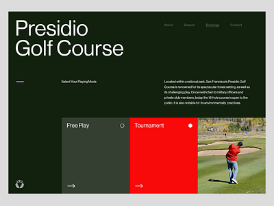 Golf Course — Header art direction golf grid layout minimal sports typography ux visual design web website