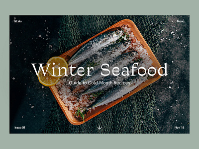 Winter Seafood — Landing art direction food grid layout minimal travel typography ux web website
