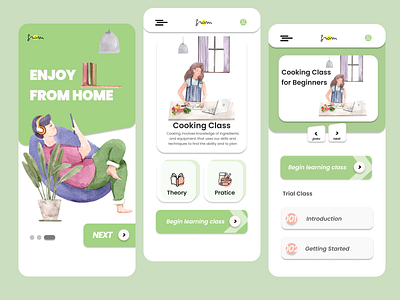 FromHome - Learning Online Apps clean design clean ui concept design covid 19 education flat illustration indonesia learning app learning platform minimal minimalsm ui ux wfh workfromhome