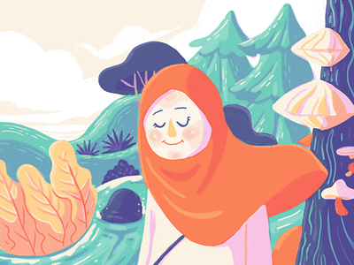 SOUND OF NATURE children hijabi girl illustration islamic children book nature