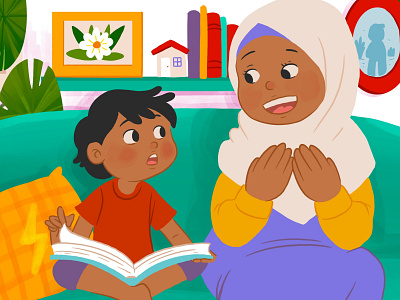 Bilal learns about jannah children book illustration digitalart illustration moslem