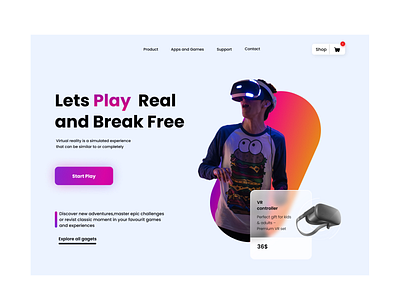 VR Products Selling Landing Page branding design illustration typography ui ux web