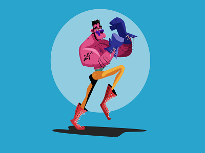 Boxing 2d box boxing branding cartoon character cute drawing excercise funny illustration sanam jokar sport