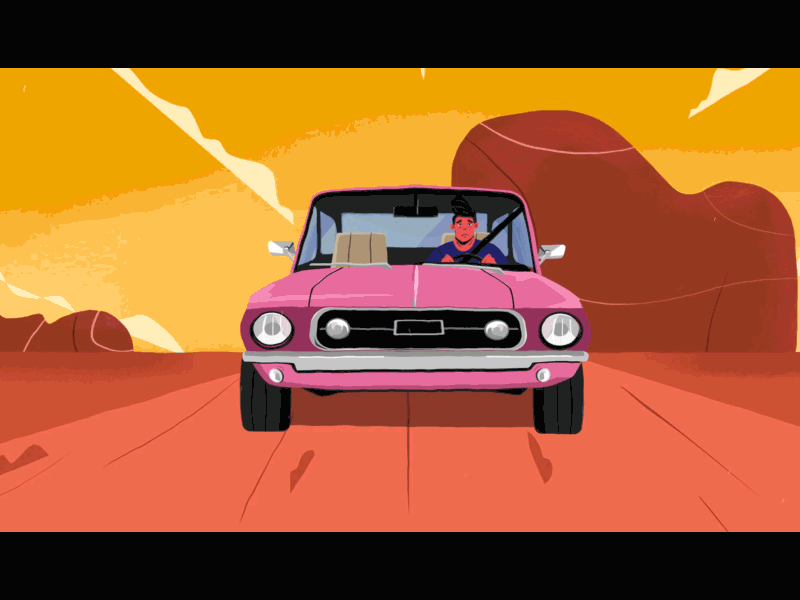 Pink car animation animations cartoon character desert design drive funny illustration kadilak man motiongraphics orange sanamjokar