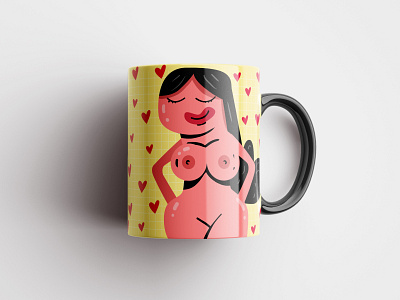 Sexy girl mug cartoon character decor drawing funny gift girl illustration love mug valentine