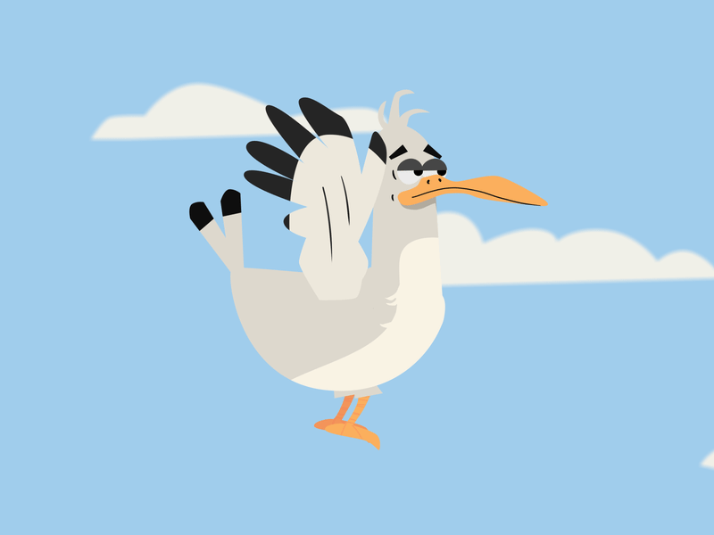 Seagull 2d animation cartoon character design fly gif illustration loop animation sanam jokar seagull sky