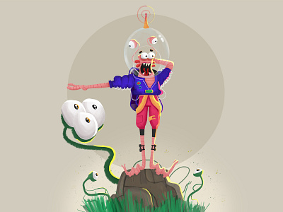 Space worm 2dcharacter animation cartoon character drawing illustration sanam jokar ui worm