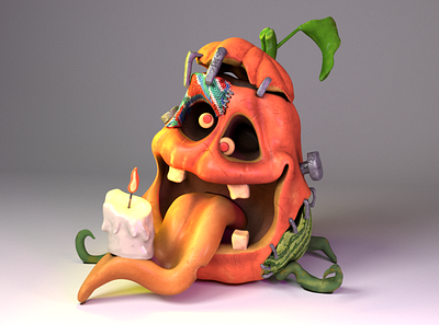 Halloween pumpkin 3d 3dcharacter cartoon character funny halloween illustration pumpkin sanam jokar scary