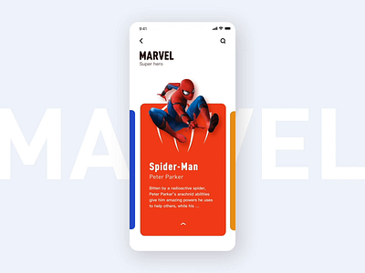 Movie Character UI Animation animation animations app card graphics interaction interface ios ironman marvel motion movie spider man ui ux video