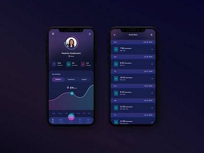 Daily UI Challenge 006 - Profile page - Running app - Mobile dailyui dailyuichallenge dark ui profile running app uidesign uxdesign