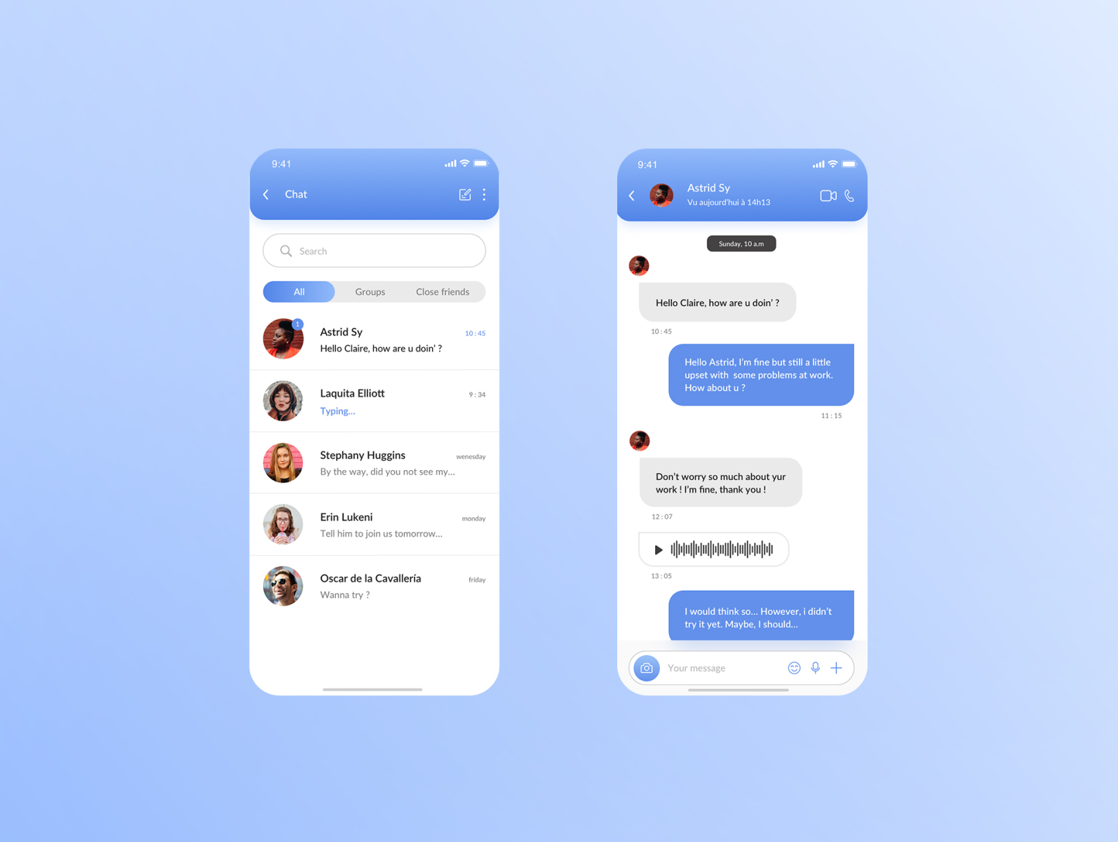 Daily UI Challenge 013 - Direct Messaging - Mobile by Noémie Godement ...