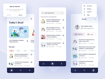 Article App - Customize Your Reading Experience article article app article page articles blog blog app blog article exploration illustration mobile mobile ui news news app news design newsfeed ui ui ux ui design user interface user interface design