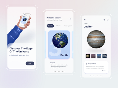 Solar System - An Astronomy App 3d 3d illustration astronaut astronomy mobile apps mobile ui mockup planet planet earth prototype space space app spaceship spaceships ui universe user experience user inteface ux