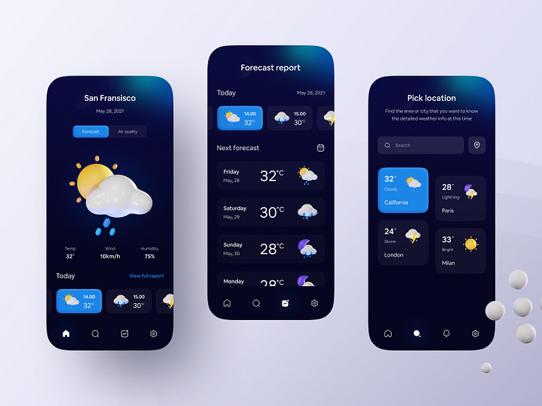 Weather App Design Exploration by Maulana Farhan 🐣 for Enver Studio on ...