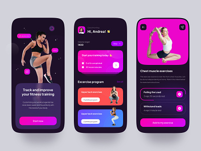 Fitness Mobile App excercise fitness fitness app fitness center gradients health health app schedule sport app sports training training app user interface