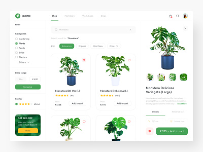 OYOTEE - Plant Shop Website category checkout page dashboard ecommerce filter green green app green web online plant online shop online shopping online store plant plant app plant shop plant store shopping app shopping website web dashboard web store