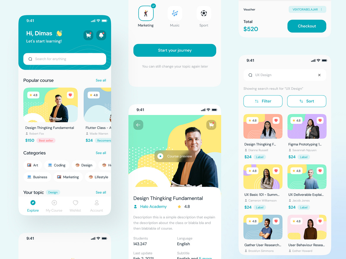 Secoola - Online Course Mobile UI Kit by Maulana Farhan 🐣 for Vektora ...