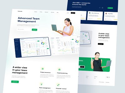 Landing Page - Team Management Dashboard 👨‍💻 ✨ dashboard landing page dashboard web features footer hero section landing page management app subscription task app team management website