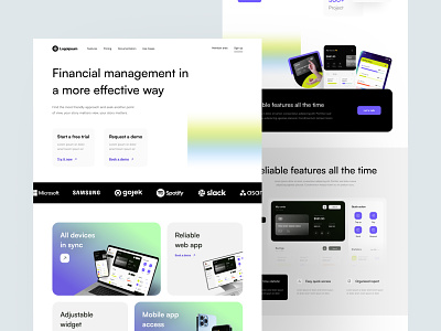 Wallet & Money Management App Landing Page card credit card dashboard elegant design finance gradient landing page minimalist design money money app saving