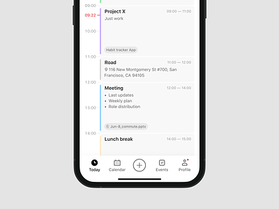 Schedule App app calendar clean design iphone light ui management mobile mockup productivity schedule time timeline ui ux