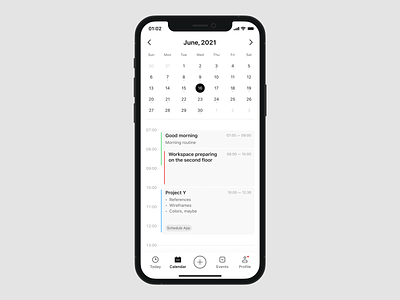 Schedule App app calendar clean design ios iphone light ui mobile mockup productivity schedule tabbar ui ux